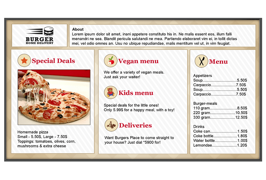 Digital Menu Board Templates